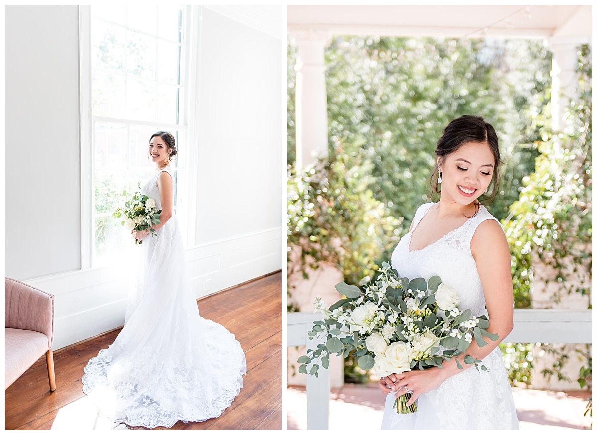 Bridal portraits in the historic Leslie Alford Mims house.