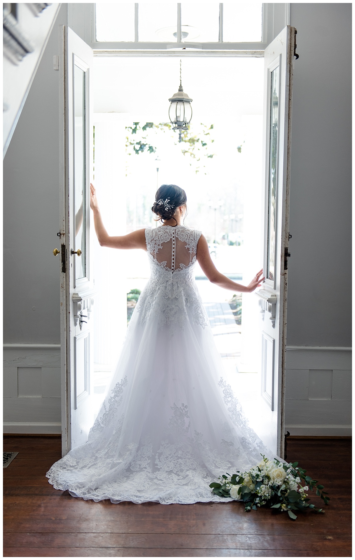 Bridal portrait in a large doorway